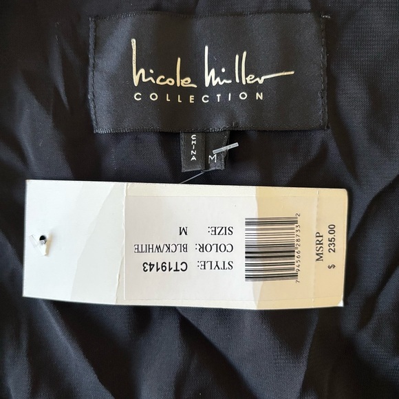 Nicole Miller Women's Metallic Ikat Crop Top Black Size Medium - Picture 4 of 5